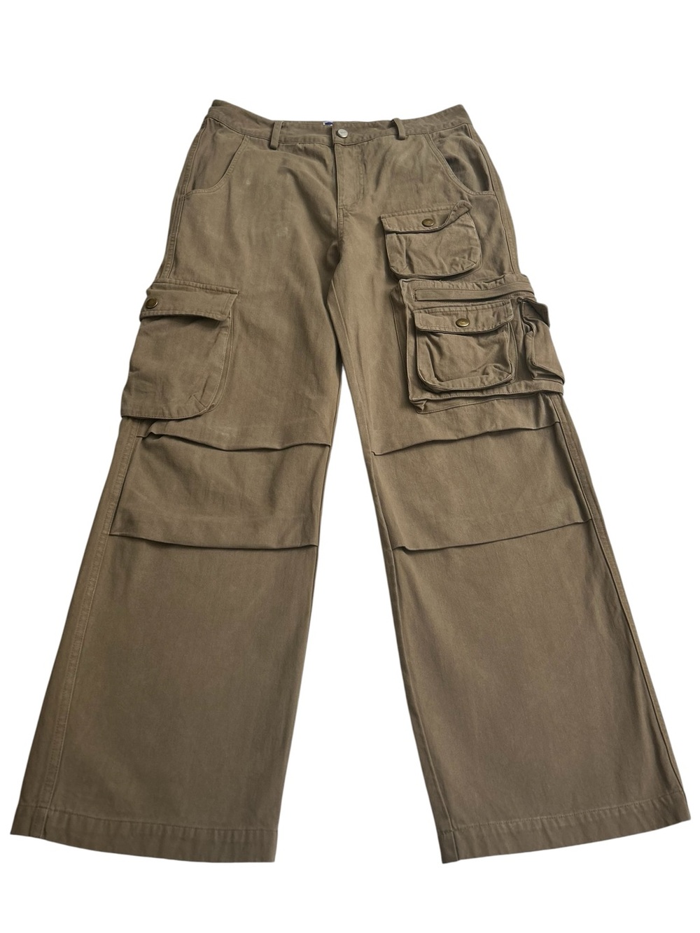 MONDAYSUCK Cargo Pants Mens Medium Brown 100% Cotton Double Knee Utility